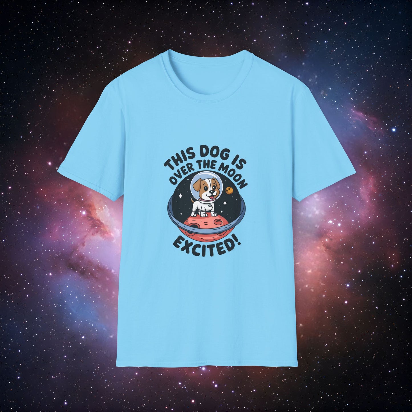 This Dog Is Over The Moon Excited! 1 Unisex Softstyle Tee - Cute Dog Themed T-Shirt
