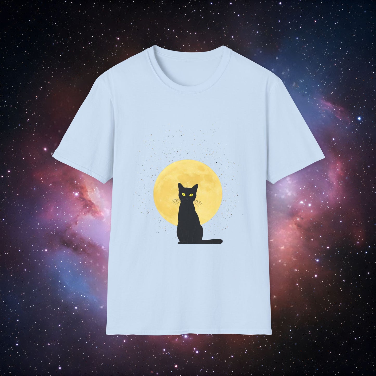Moonlit Cat 4 Unisex Softstyle T-Shirt - Perfect for Cat Lovers & Halloween