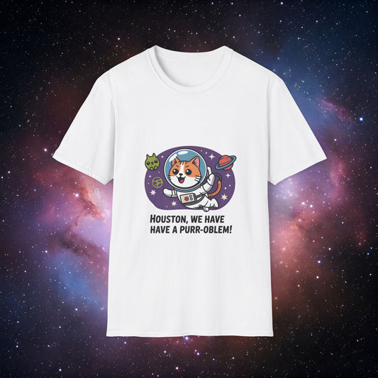 Houston We Have a Purr-oblem 1 Unisex T-Shirt - Funny Cat Space Design