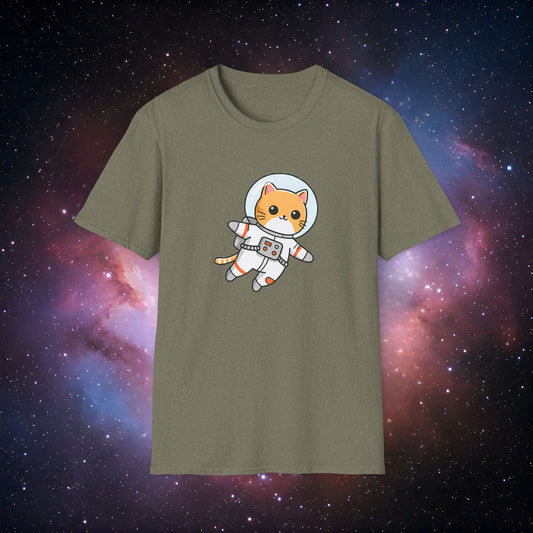Astro Cat 2 Unisex Softstyle T-Shirt - Cute Space-Themed Tee for Animal Lovers
