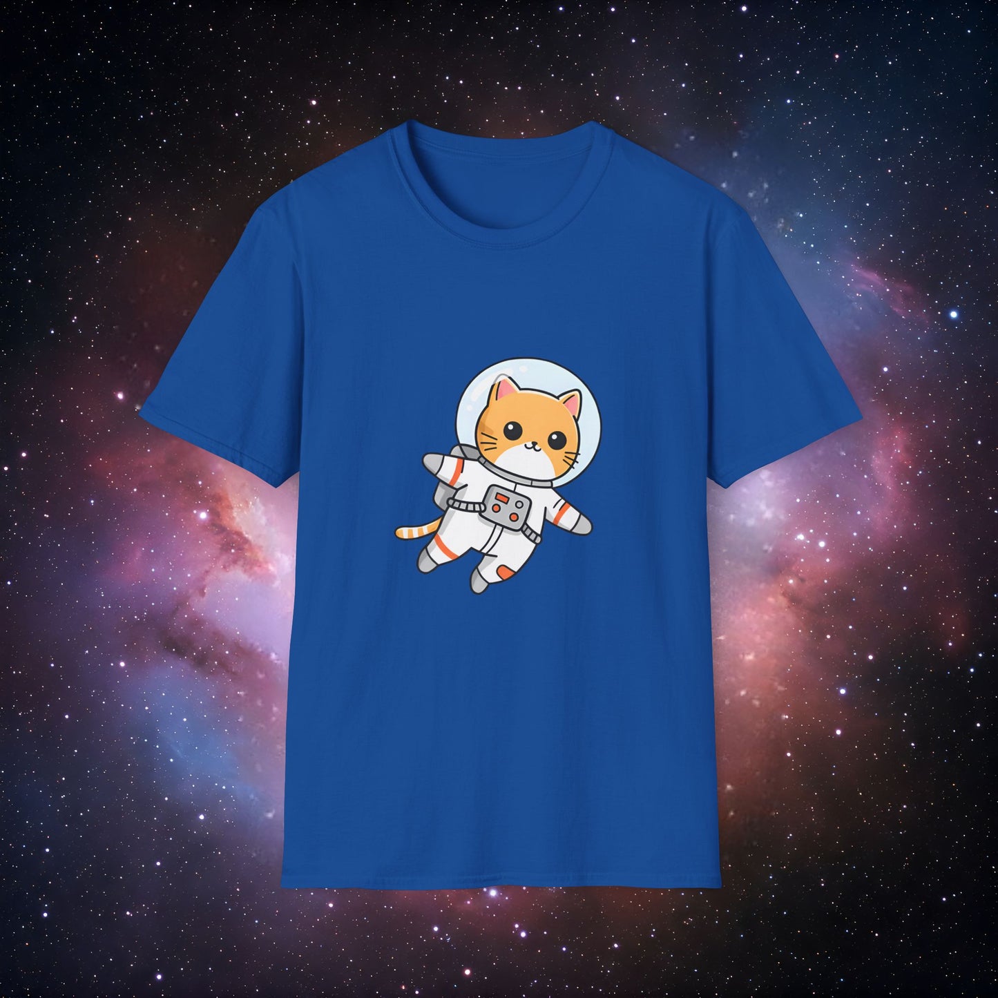 Astro Cat 2 Unisex Softstyle T-Shirt - Cute Space-Themed Tee for Animal Lovers