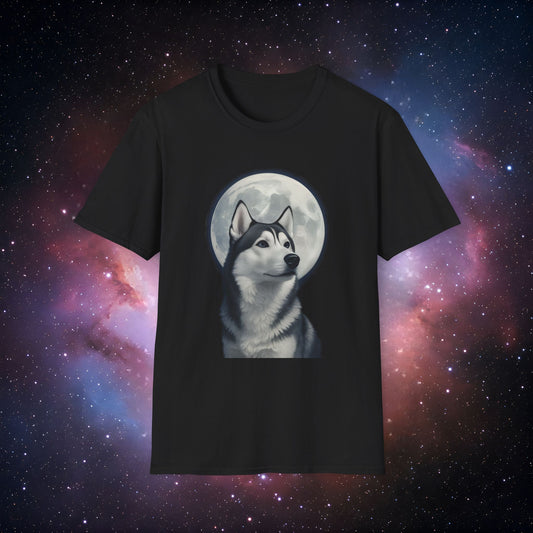 Husky Full Moon 2 Unisex Softstyle T-Shirt | Cozy Casual Wear for Dog Lovers