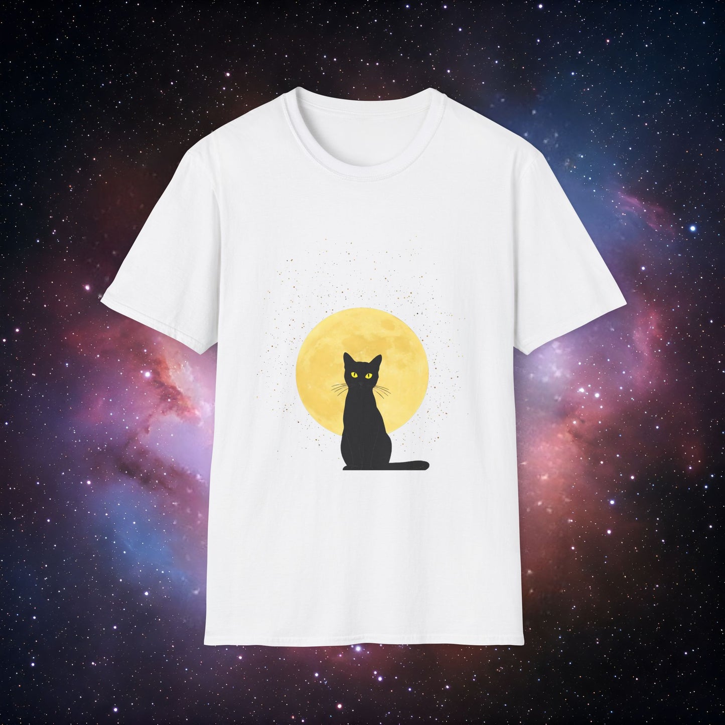 Moonlit Cat 4 Unisex Softstyle T-Shirt - Perfect for Cat Lovers & Halloween