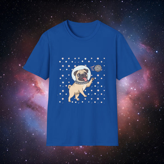 Retro Space Dog With Stars 3  Unisex Softstyle T-Shirt - Cute Space Dog Graphic Tee