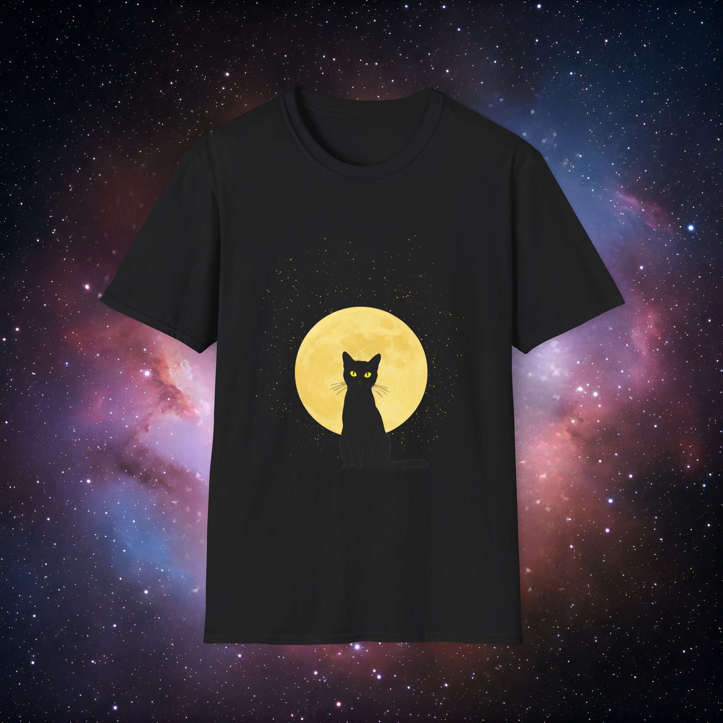 Moonlit Cat 4 Unisex Softstyle T-Shirt - Perfect for Cat Lovers & Halloween