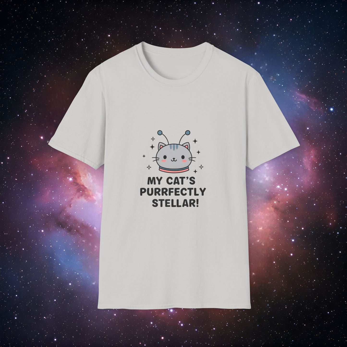 Cute Cat Graphic Unisex T-Shirt - 'My Cat's Purrfectly Stellar 5!'