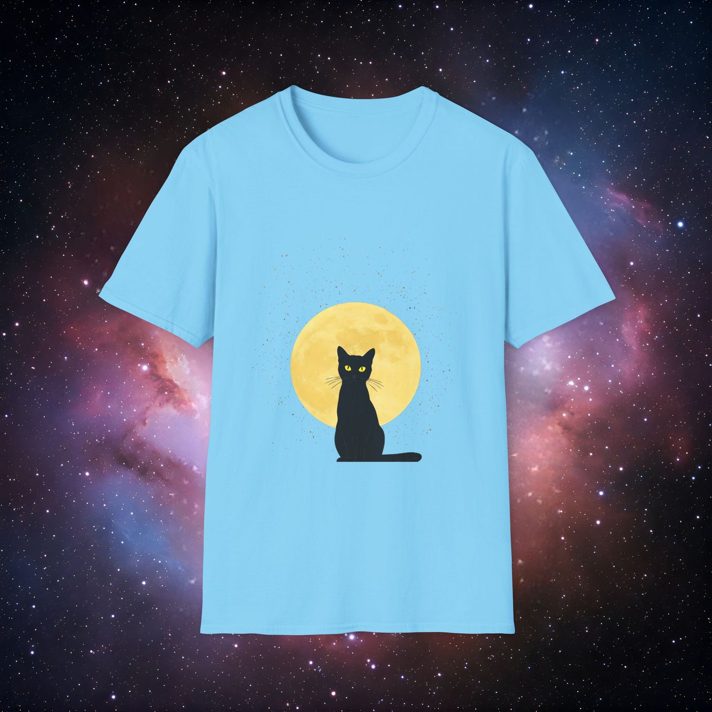 Moonlit Cat 4 Unisex Softstyle T-Shirt - Perfect for Cat Lovers & Halloween