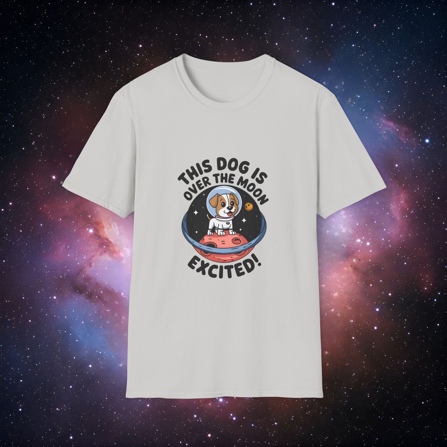 This Dog Is Over The Moon Excited! 1 Unisex Softstyle Tee - Cute Dog Themed T-Shirt
