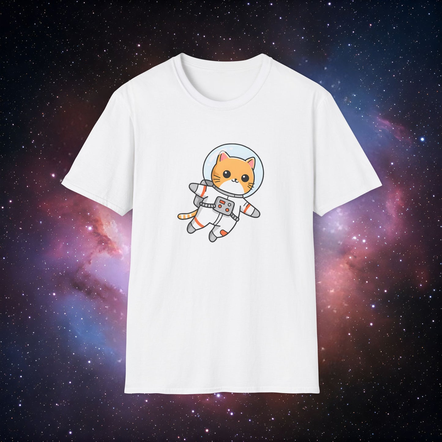 Astro Cat 2 Unisex Softstyle T-Shirt - Cute Space-Themed Tee for Animal Lovers