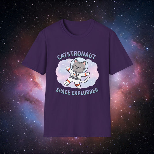 Catstronaut Space Exlpurrer Unisex Softstyle T-Shirt, Gift for Cat Lovers