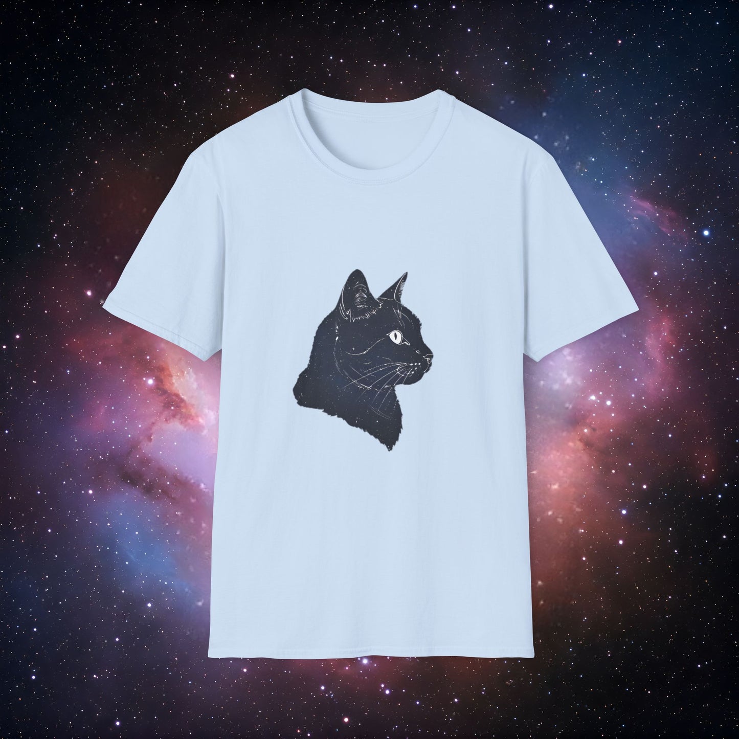 Cosmic Cat 2 Silhouette Unisex T-Shirt | Softstyle Graphic Tee for Cat Lovers