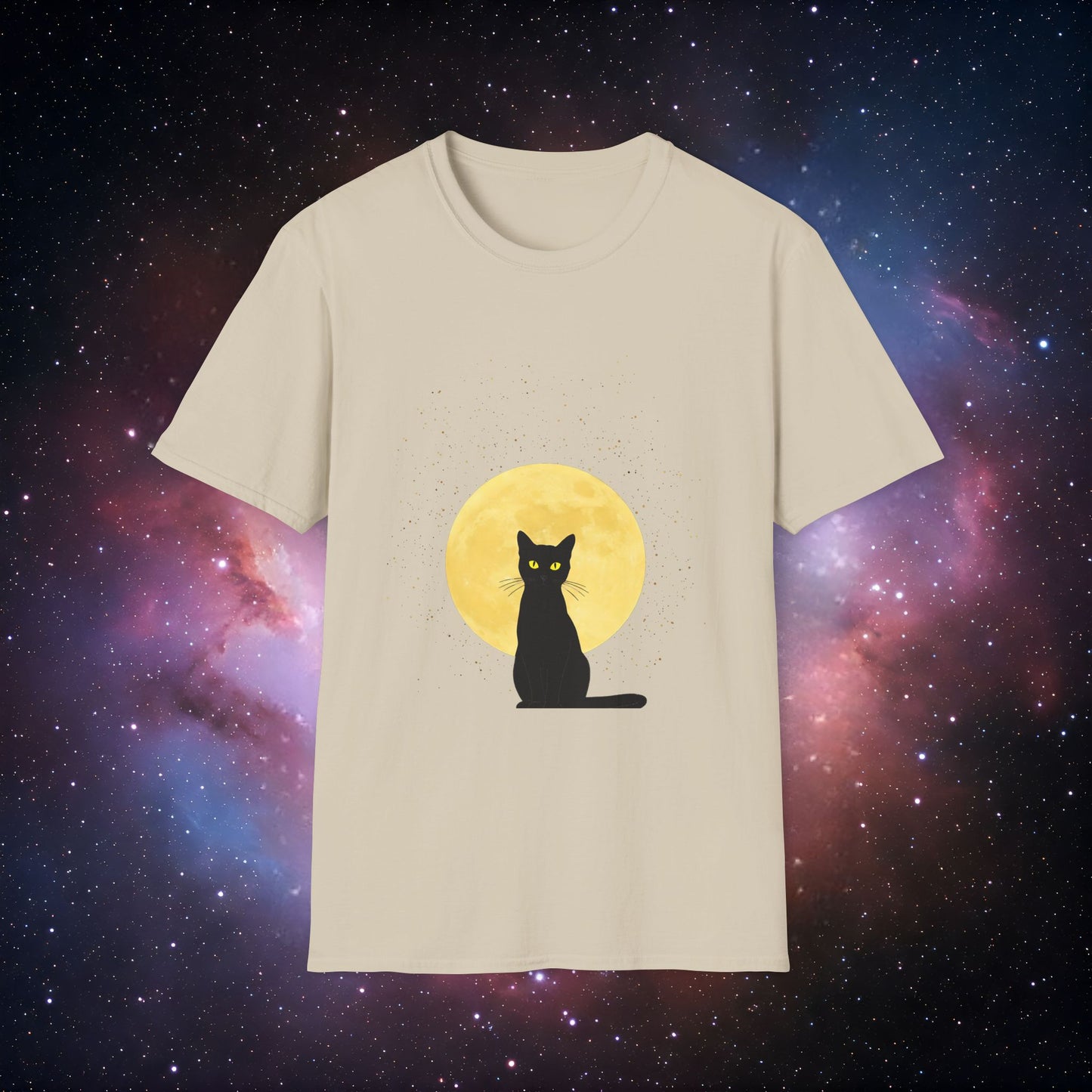Moonlit Cat 4 Unisex Softstyle T-Shirt - Perfect for Cat Lovers & Halloween