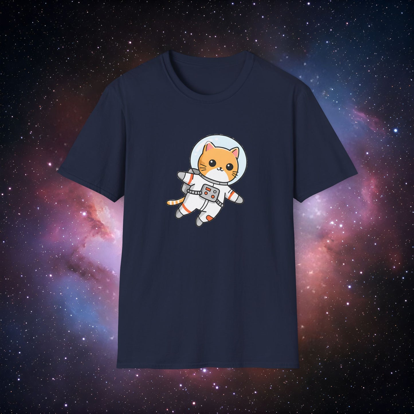 Astro Cat 2 Unisex Softstyle T-Shirt - Cute Space-Themed Tee for Animal Lovers