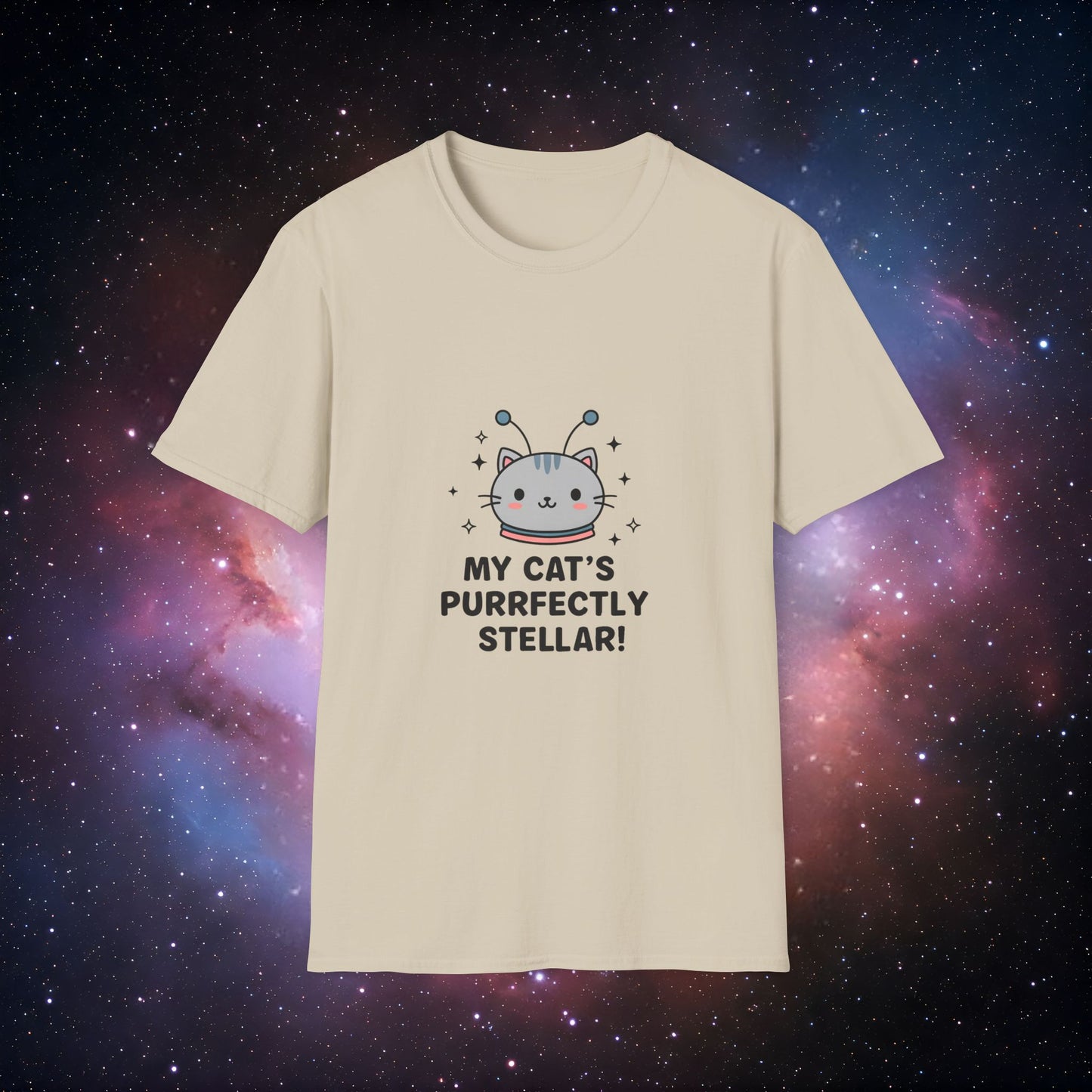 Cute Cat Graphic Unisex T-Shirt - 'My Cat's Purrfectly Stellar 5!'