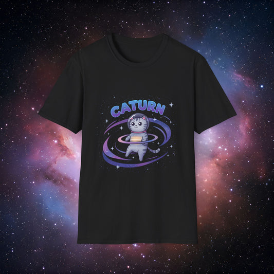 Caturn 3 Galaxy Unisex T-Shirt - Fun Cosmic Cat Design
