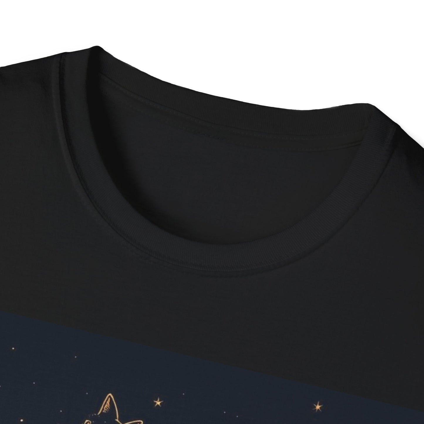 Celestial Cat Unisex Softstyle T-Shirt - Night Sky Design